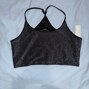 NWT BB Dakota Sparkly Black Halter Crop Top